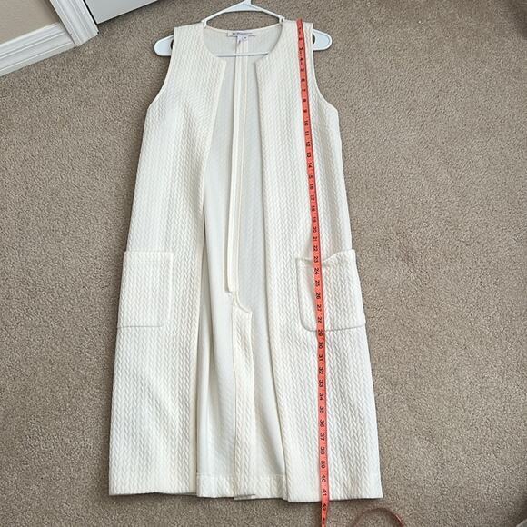 BCBGeneration Sleeveless Vest Duster Pockets Cream Textured XS - Picture 10 of 11